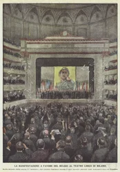 Die Demonstration zugunsten Belgiens im Teatro Lirico in Mailand